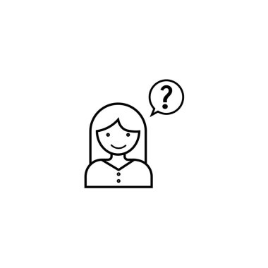 İzole edilmiş arkaplanda soru simgesi, işaret, sembol, vektör taşıyan düşünen kişi