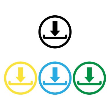Download Icon. Yükle düğmesini. yük sembolü. yuvarlak renkli 11 düğmeleri. vektör