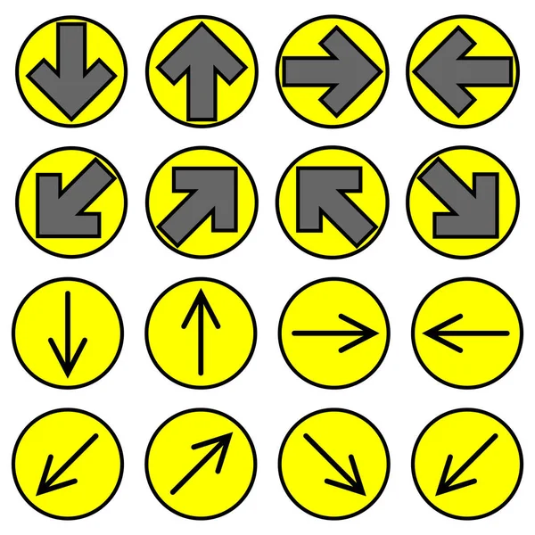 Arrow Icon Set Solid Plain Monochrome Color Web Sign Simple — Stock Vector