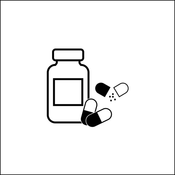 Droguerie Flacon Médicaments Pilules Médicament Icône Noir Blanc Illustration Vectorielle — Image vectorielle