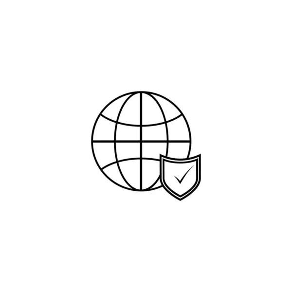 Internet Protection Ikon Vector Design Mall Globe Och Shield Symbol — Stock vektor