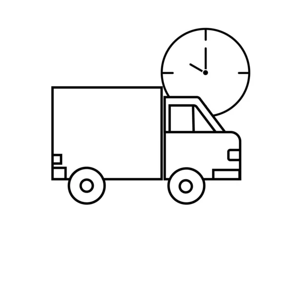Transporte Caminhão Entrega Rápida Com Símbolo Ícone Relógio Design Esboço —  Vetores de Stock