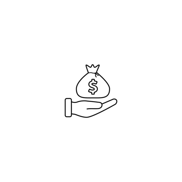 Ikona Znak Dolara Ręcznie Dłoni Trzyma Pieniądze Symbol Torba Kolorowe — Wektor stockowy