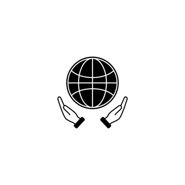 Säker Jordikon Jordklotet Genom Att Hålla Hand Bild Logotyp Eco — Stock vektor