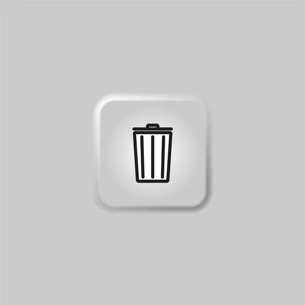 Trash Icon Delete Button User Interface Icon White Web Button — Stock Vector