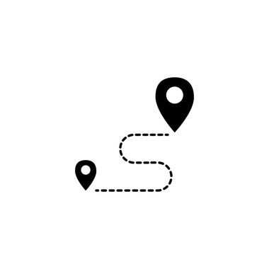 Yol simgesi. Yol, yol, rota sembolü Düz tasarım