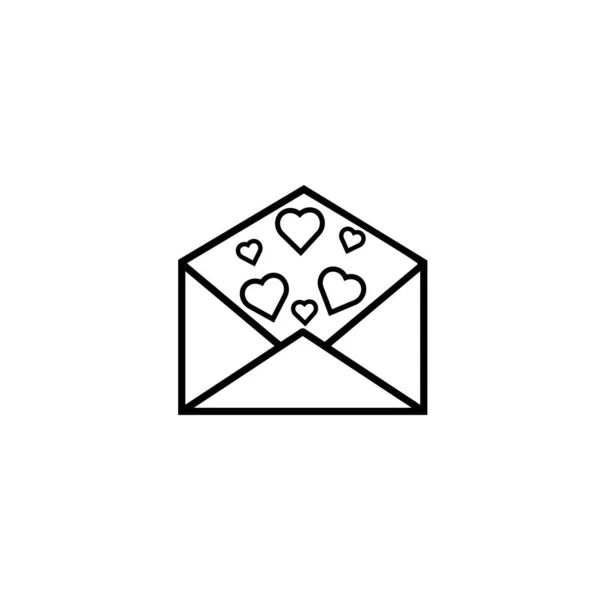 愛の封筒のアイコン 概要白い背景に隔離されたウェブデザインのための愛エンベロープベクトルアイコン — ストックベクタ