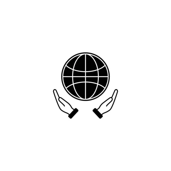 Säker Jordikon Jordklotet Genom Att Hålla Hand Bild Logotyp Eco — Stock vektor