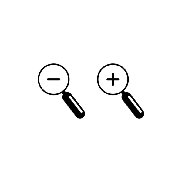Přiblížit Oddálit Ikony Jednoduché Přiblížení Oddálení Lupa Ikony Skla Symboly — Stockový vektor