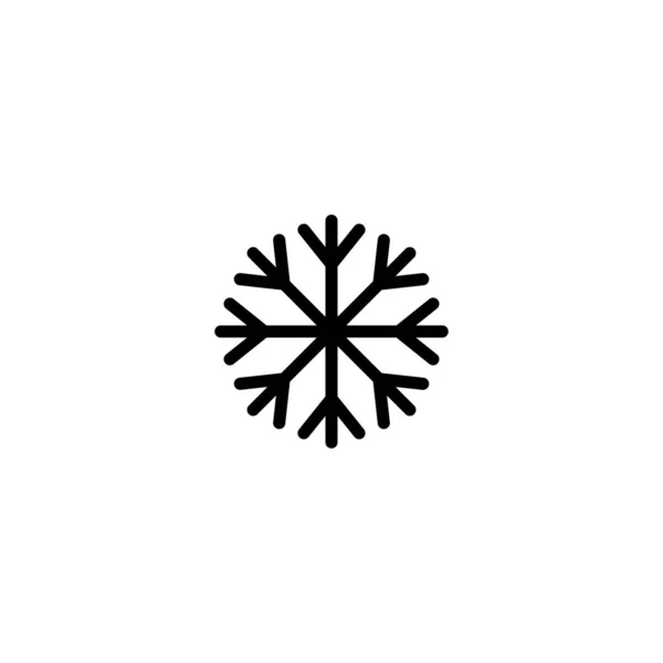 Ikona Vločky Vánoční Zimní Téma Jednoduchá Plochá Černá Ilustrace Bílém — Stockový vektor