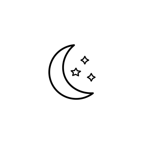 Moon Stars Icon Flat Vector Illustration Black White Background — Stock Vector