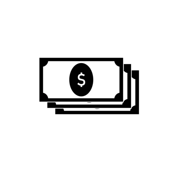 Money Icon Flat Style Isolated White Background Dollars Symbol Black — Vetor de Stock