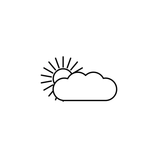 Sol Vector Icono Nube Símbolo Meteorológico Diseño Signo Esquema Plano — Archivo Imágenes Vectoriales