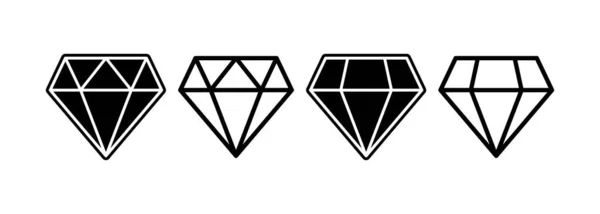 Několik Možností Pro Diamant Šperk Silueta Izolované Bílém Pozadí Ikonový — Stockový vektor