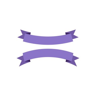 Beyaz arkaplan vektörü illüstrasyonunda izole edilmiş mor yay şeritleri düz biçim simgesi.