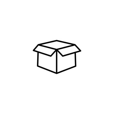 Kutusu simgesini veya modern çizgi stili logo. Web sitesi tasarımı ve mobil uygulamalar için yüksek kaliteli siyah anahat piktogram. Beyaz bir arka plan üzerinde vektör çizim.