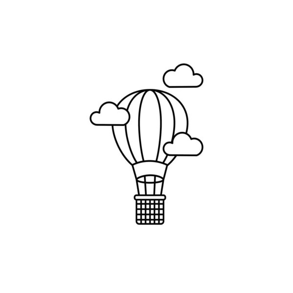 Heißluftballon Mit Wolken Für Malbuch Vektorillustration — Stockvektor