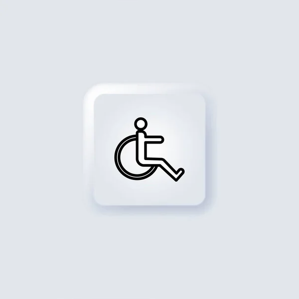 Ícone Cadeira Rodas Desativado Desativar Logotipo Símbolo Isolado Branco Neumorfismo —  Vetores de Stock