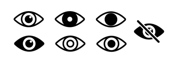 Obrysové Ikony Otevřené Zavřené Oči Spící Oční Tvary Řasou Vektorový — Stockový vektor
