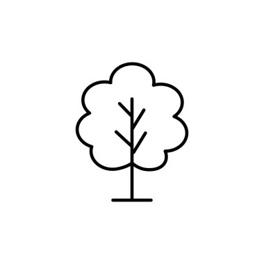 Düz stilde ağaç işareti simgesi. Beyaz izole arka planda şube orman vektör çizim. Parke iş konsepti.