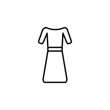 Elbise sembolü. İnce çizgi Moda Simgesi. Web Tasarımı için Piktogram Grafiği Okşa. Kalite Özet Vektör Sembol Kavramı. Premium Mono Doğrusal Güzel Sade Laconic.