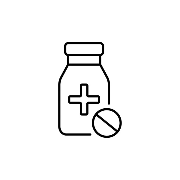 Ikona Wektora Butelki Tabletkami Prosty Styl Medyczny Farmaceutyczny Element Projektu — Wektor stockowy