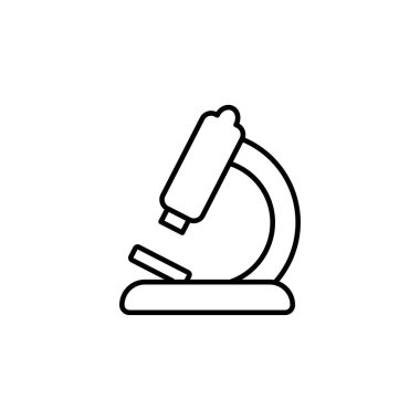 Basit mikroskop çizgisi simgesi. Piktogram çekin. Beyaz arkaplanda izole edilmiş vektör illüstrasyonu. Birinci kalite sembol. Mobil uygulama ve web siteleri için vektör imzası.