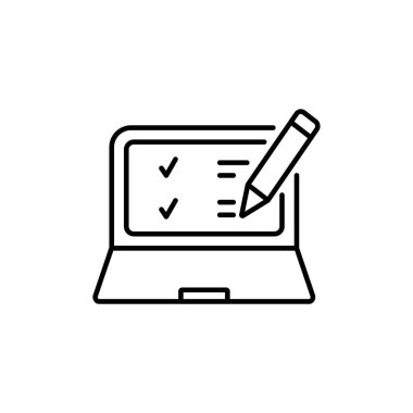 Denetim listesi tarayıcı penceresi. Onay işareti. Dizüstü ekran beyaz zamanında. Seçim anketi kavramları. Öğeleri web afiş, Web siteleri, infographics için. Düz tasarım, vektör çizim arka plan üzerinde