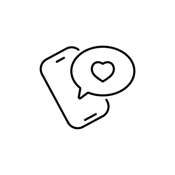 Smartphone Button Cell Phone Heart Emoji Speech Bubble Social Media — Διανυσματικό Αρχείο