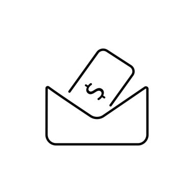 Kağıt zarfın içinde dolar banknotları. Para gönderme kavramı. Düz vektör simgesi.