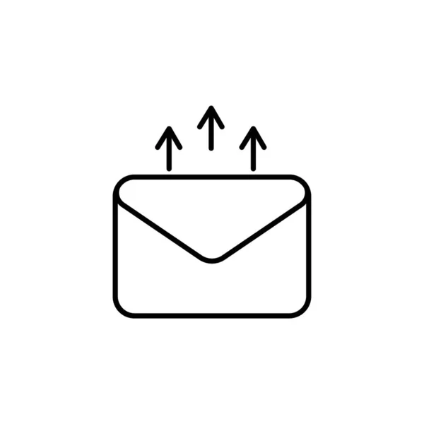 贴单色和字母单色标志 用黑色细线勾画出的轮廓符号 适用于网站 商店等 用信封向上箭头的矢量图标 — 图库矢量图片