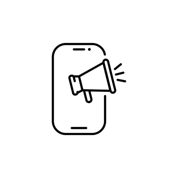 Mobiltelefon Mit Megafon Symbol Schwarz Weiß Vektorillustration — Stockvektor