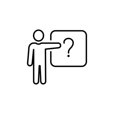 pathway choice icon, lost man at crossroad, direction decision, making plan, guide for business or career, thin line symbol on white background - editable stroke vector illustration eps 10