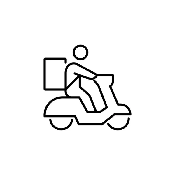 Передача Швидкої Доставки Людина Мотоциклі Символ Pictogram Flat Outline Design — стоковий вектор