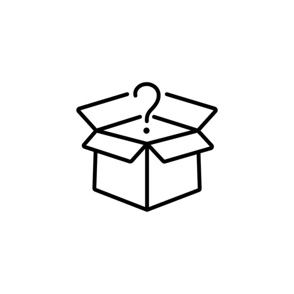 Open Box Question Mark Linear Icon Post Service Thin Line — Vector de stock