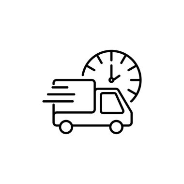 Delivery on time symbol. clock and truck icon. design template vector