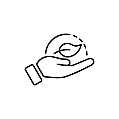 El ve Yaprak Simgesi Kaydet Doğa Sembol Tasarım Elemanı Logo Şablonu