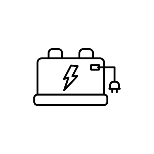 Acumulador Bateria Simples Linha Fina Ícone Vetor Ilustração — Vetor de Stock