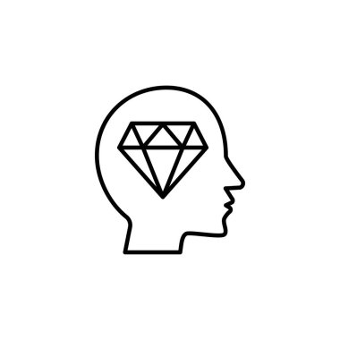 Baş elmas ikonu. ui ve ux, web sitesi ya da mobil uygulama için beyin işlem simgelerinin ana hatları çizimi