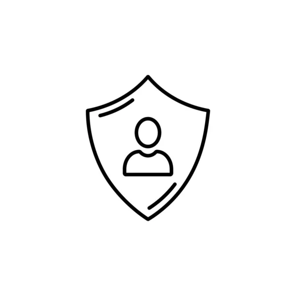 隐私图标 与人的轮廓符号 个人保护标志 身份验证安全图标 安全保密标签平盾 — 图库矢量图片