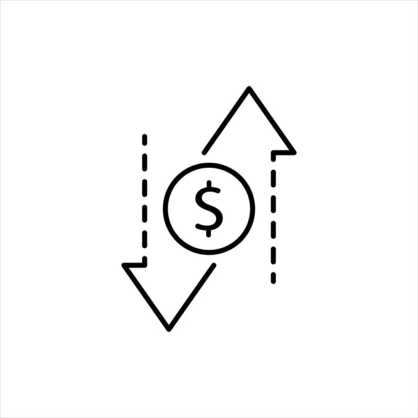 Setas Pretas Para Cima Para Baixo Com Símbolo Dólar Icon — Vetor de Stock