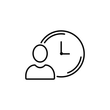Beyaz arkaplanda saat simgesine sahip insan basit vektör çizimi