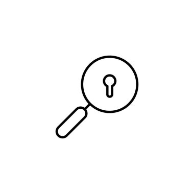 Özel, casus, ikon, düz. Mobil konsept ve web uygulamaları illüstrasyonu için güvenlik unsuru. Web sitesi tasarımı ve geliştirmesi için ince düz simge, uygulama. Vektör simgesi