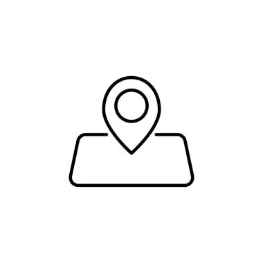 İğne simgesi. Mobil konsept ve web uygulamaları için internet bağlantılı simge unsuru. İnce çizgi pin simgesi ağ ve mobil için kullanılabilir