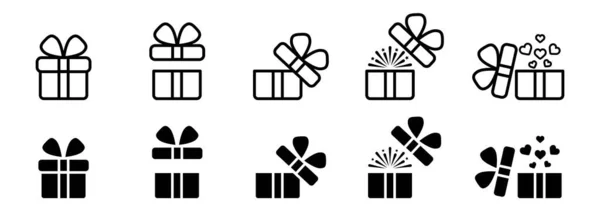 Εικονίδιο Δώρου Παρόν Σύμβολο Χριστουγεννιάτικο Κουτί Έκπληξη Κουτί Δώρου Επίπεδη — Διανυσματικό Αρχείο