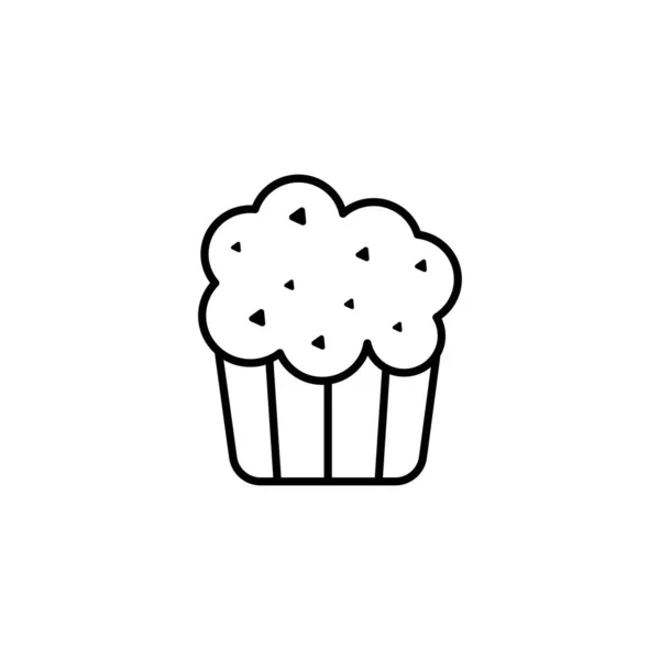 Outline Simple Vector Cupcake Icon Isolated White Background — Stock Vector