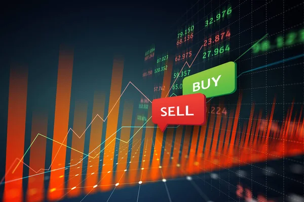 Comprar Vender Ícone Mercado Ações Negociação Forex Conceito Gráfico Negócios — Fotografia de Stock