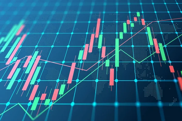Harita dünyası ağ hattı tel çerçeve veri ticareti borsa veya önx ticaret grafik konsepti pankartı mavi arkaplanda