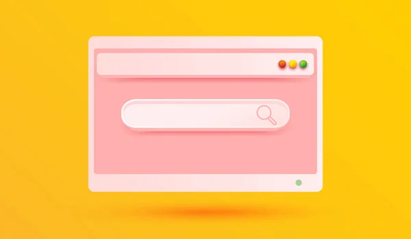 Web sitesi arayüzü arkaplanındaki en küçük arama çubuğu kutusu Pembe simge 3d vektör çizim biçimi üzerinde arama veya bulma düğmesi