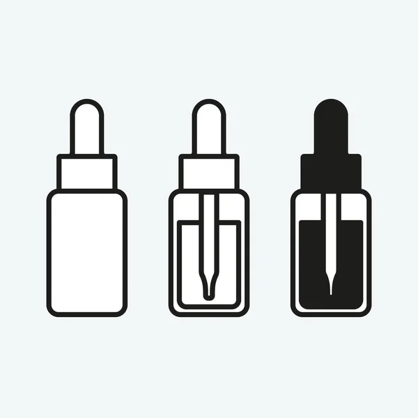 ピペットの細い線のアイコンとドロッパーエッセンス血清またはエッセンシャルオイルボトル 健康と医療のコレクションのベクトル図 美の概念 — ストックベクタ
